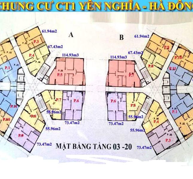 Chính chủ CH 1206 diện tích 73,47m2 tại chung cư CT1A Yên Nghĩa, giá mong muốn 12tr/m2, 0963922012