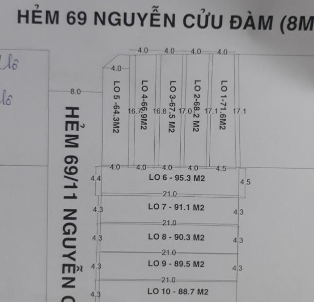 Đất hẻm Nguyễn Cửu Đàm, DT: 4x17m, 7 tỷ