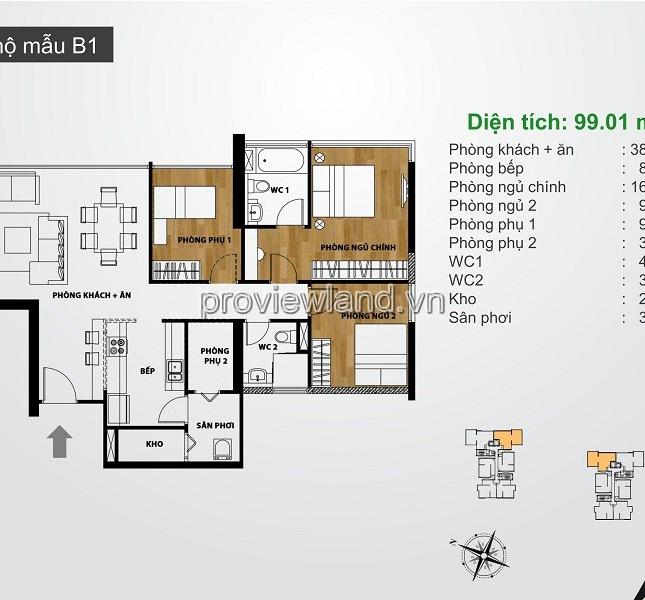 Bán căn hộ cao cấp 2PN nội thất đẹp diện tích 99m2, The Ascent