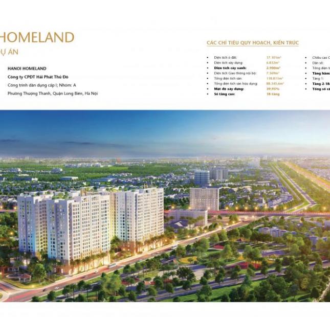 Bán căn hộ 3PN tại dự án Hà Nội Homeland, Long Biên chỉ với 1,8 tỷ/căn 92m2