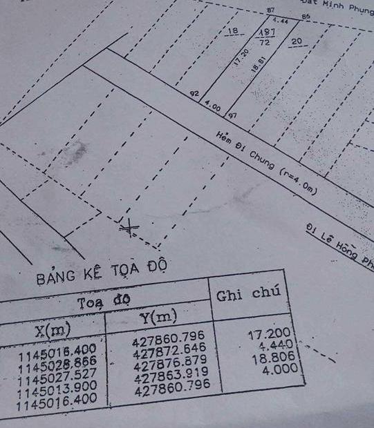 Bán nhà cấp 4 Lê Hồng Phong, Phường 8, DT: 4*18m=72m2, hẻm 4m, giá: 2.95 tỷ