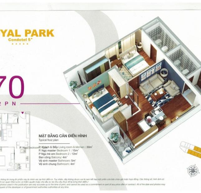 Bán gấp căn hộ Royal Park Bắc Ninh 2PN, 70m2, tầng đẹp giá 1.4 tỷ