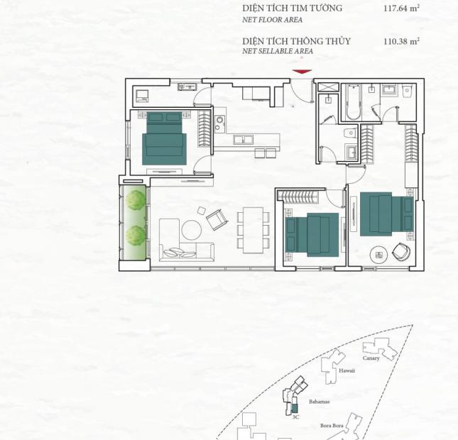 Bán căn hộ 3 phòng ngủ Ba-27.07 tháp Bahamas, Đảo Kim Cương, view sông SG, nội thất đầy đủ, 7 tỷ