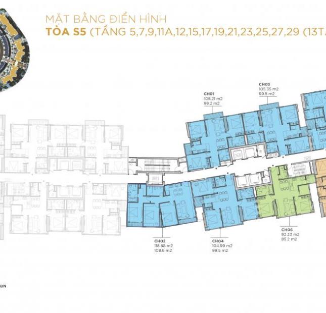 Bán căn hộ dát vàng Sunshine City, 3,5 tỷ/căn góc 3PN 106m2, tặng 200tr, NH hỗ trợ vay vốn LS 0%