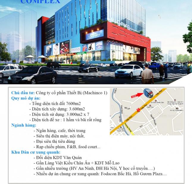 Cho thuê mặt bằng kinh doanh Trần Phú - Hà Đông, mặt tiền 30m, giá thuê 10$/m2 LH 0906088527