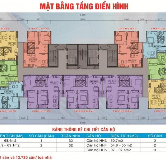 Chính chủ bán lô góc 4, ban công ĐN, 69m2 2 phòng ngủ, chung cư 60B Nguyễn Huy Tưởng, 31.5 tr/m2