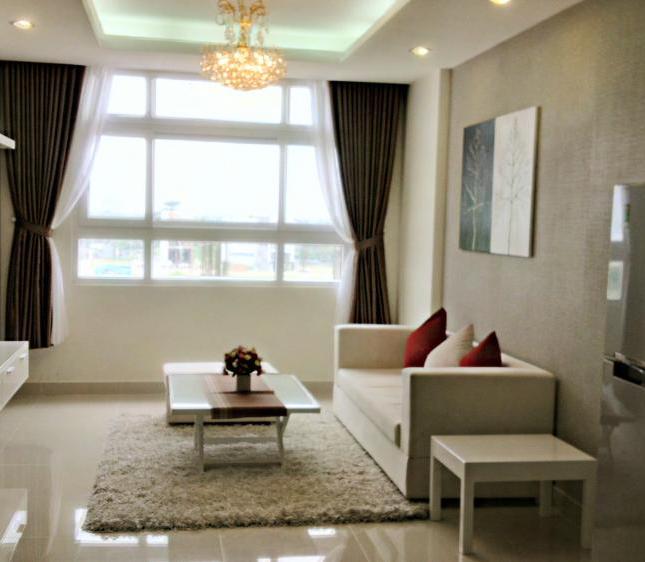 Cần cho thuê gấp căn hộ Sao Mai, Quận 5. DT 90m2, 2PN, có nội thất, nhà đẹp, thoáng mát