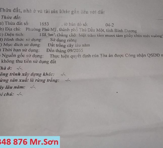 Bán đất tại Đường Huỳnh Văn Lũy, Thủ Dầu Một,  Bình Dương diện tích 189m2 .