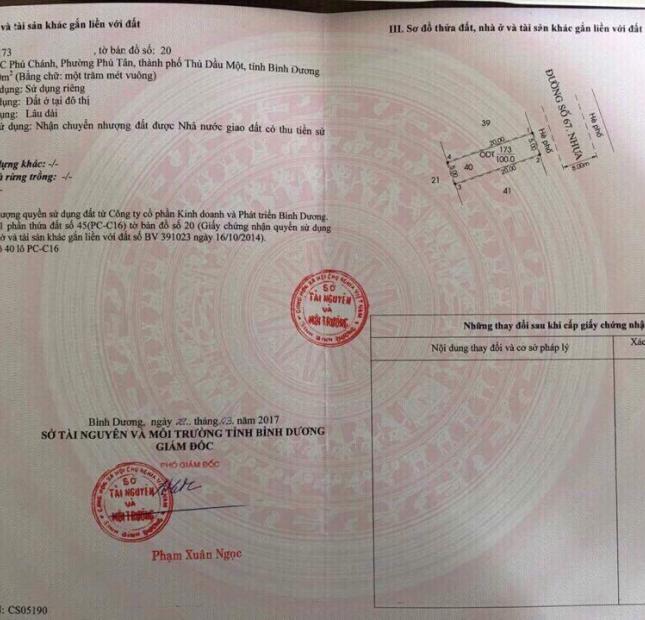 Bán đất đường 67, phường Phú Tân, Thủ Dầu Một, Bình Dương, diện tích 100m2, giá 10 triệu/m2