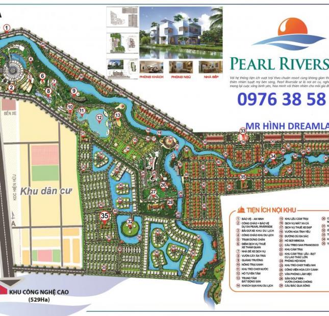 Bán đất nền làm khu nghỉ dưỡng sinh thái Pearl Riverside liền kề Viva Park, LH 0938673273