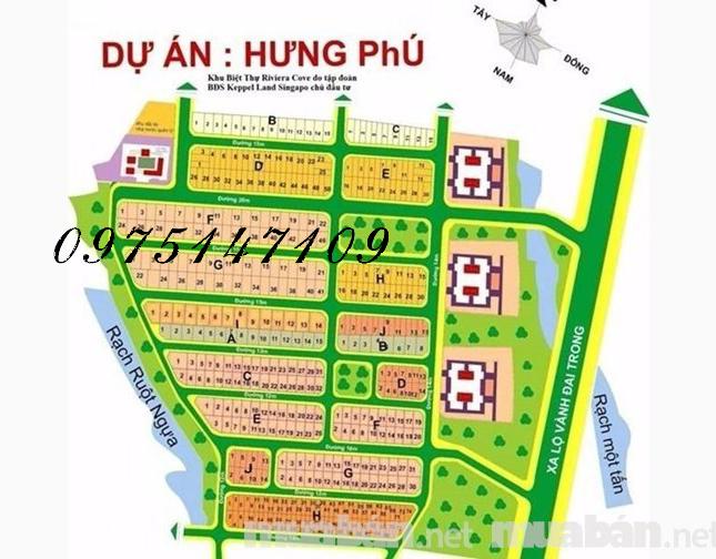 Bán lô nhà phố dãy D diện tích 6x22m đường 15m KDC Hưng Phú 2 Quận 9, giá 65 tr/m2