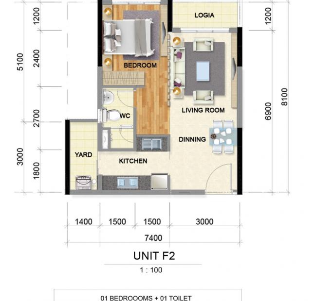 Chính chủ cần nhượng lại căn hộ Celadon City 1PN, 1WC, ban công, khu Emerald giá 1.95 tỷ