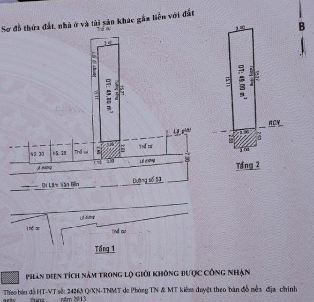 Bán nhà mặt tiền đường số Phường Bình Thuận Quận 7. Giá chỉ 4.5 tỷ