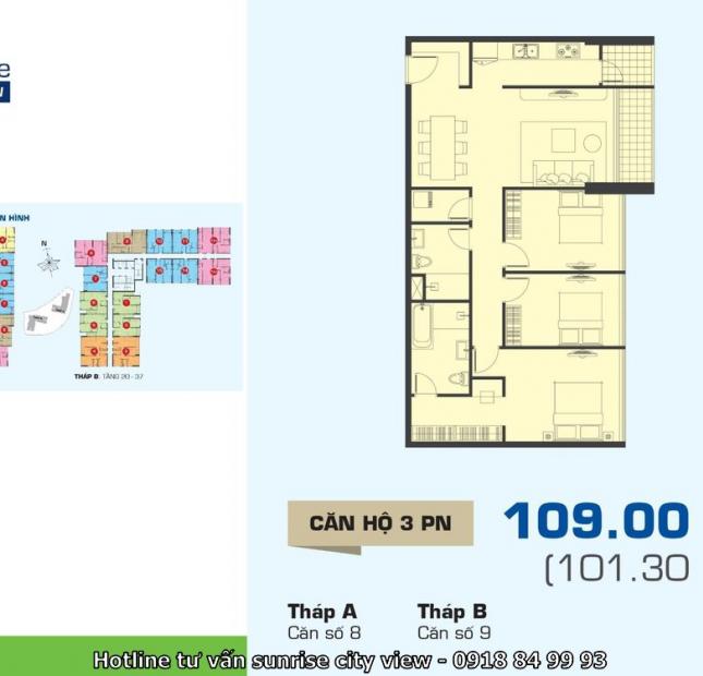 Cần ra gấp căn hộ Sunrise City View 109m2, 3PN, chỉ 3,8 tỷ. LH trực tiếp 0909802822