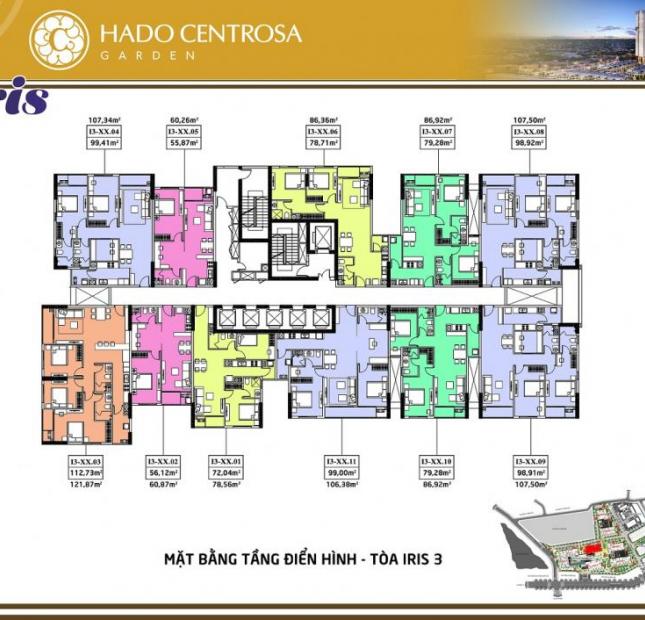 Bán căn hộ Hà Đô Centrosa tòa Orchid cuối năm bàn giao 86m2, giá 3.65 tỷ, tầng 16, LH: 0906.2341.69