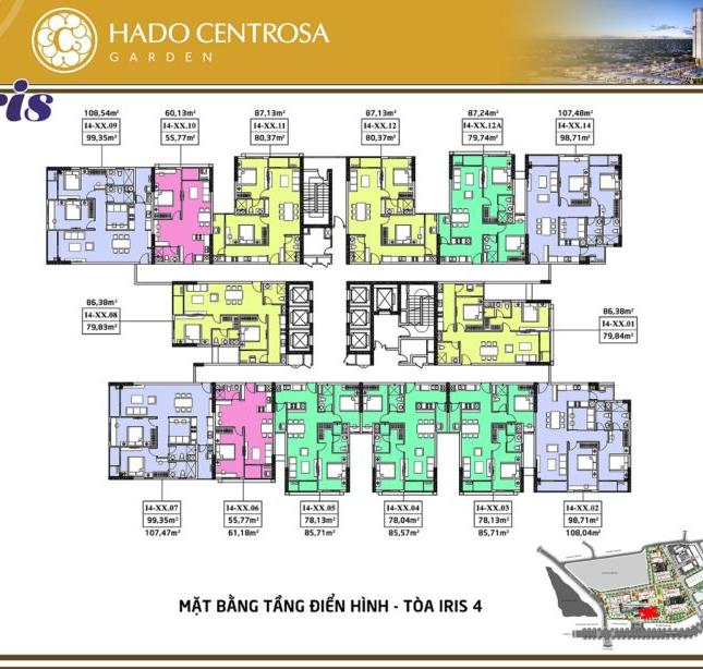Bán căn hộ Hà Đô Centrosa tòa Orchid cuối năm bàn giao 86m2, giá 3.65 tỷ, tầng 16, LH: 0906.2341.69