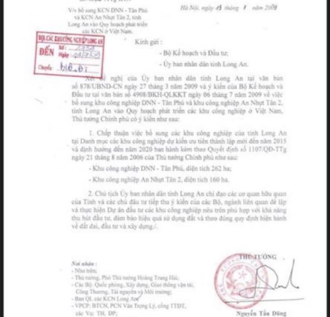Cần chuyển nhượng dự án 298ha Tân Phú-Đức Hoà-Long An.  Dự án phân lô khu dân cư