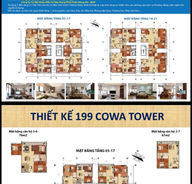 Chung cư 199 Cowa Tower đóng 50%, nhận nhà ngay, chỉ từ 1,5 tỷ sở hữu căn hộ mặt đường Hồ Tùng Mậu