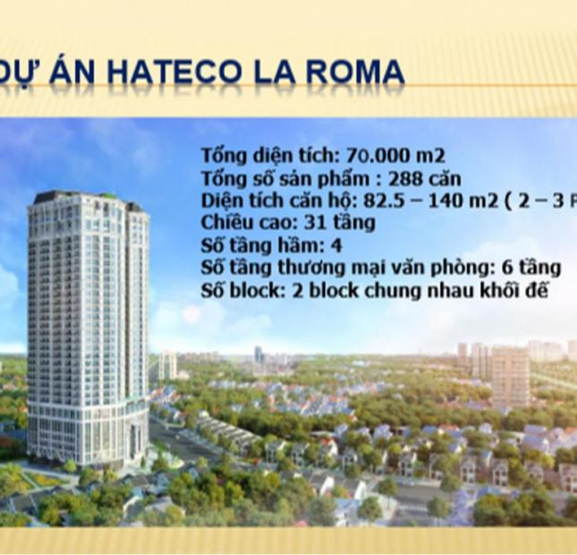 Chung cư Hateco Laroma Huỳnh Thúc Kháng, bảng giá chính thức đợt 1