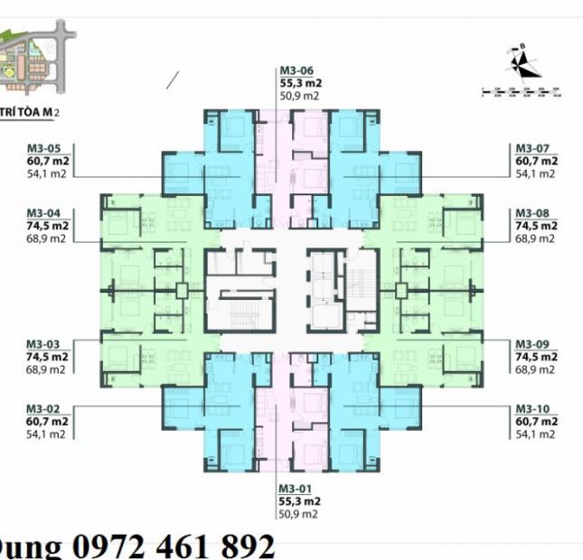 Bán căn hộ Mipec Kiến Hưng diện tích 69m2 Đông Nam giá 1.061 tỷ giá rẻ bất ngờ
