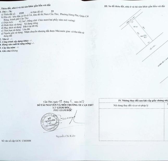 Nền đẹp - đường A3 - KDC Hưng Phú 1 - 3,4 tỷ