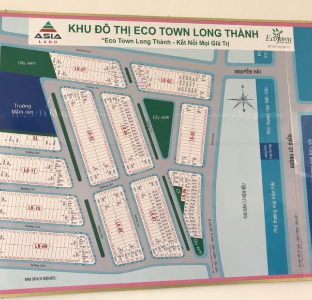 Bán lô góc đường 17M dự án Eco Town Long Thành ngay trung tâm thị trấn Long Thành,Thổ cư 100%