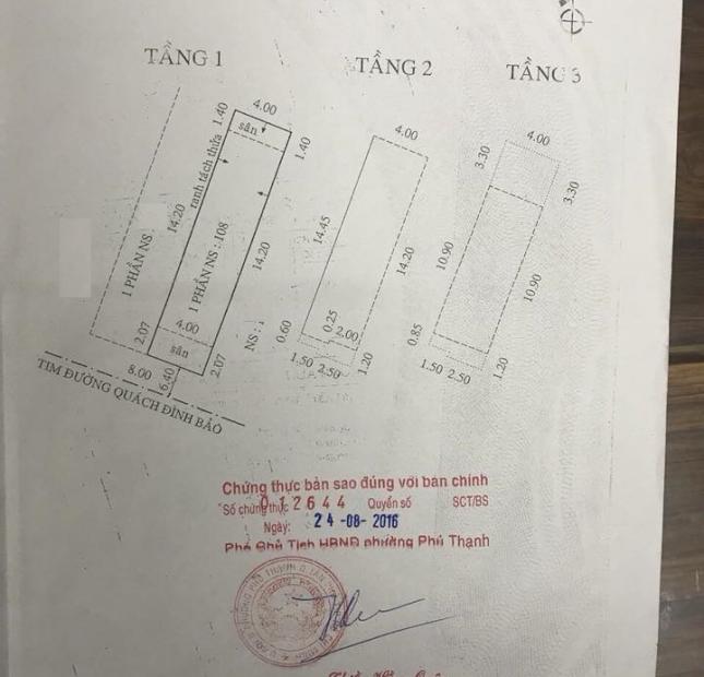 Nhà MTNB Quách Đình Bảo, Phú Thạnh, Tân Phú, 4x18m, 2 lầu, 7.6 tỷ