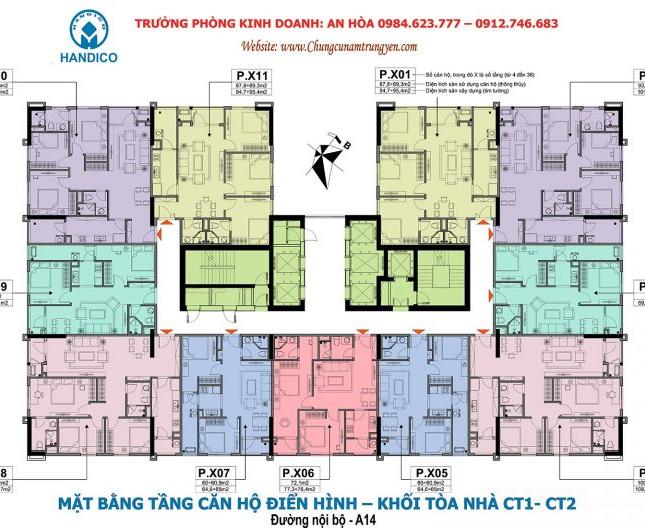 26 Tr/m2, bán gấp CH A10 Nam Trung Yên: Căn CT2- 1804 (100m2); CT2- 1207(60,5m2), LH: 0902 193 188
