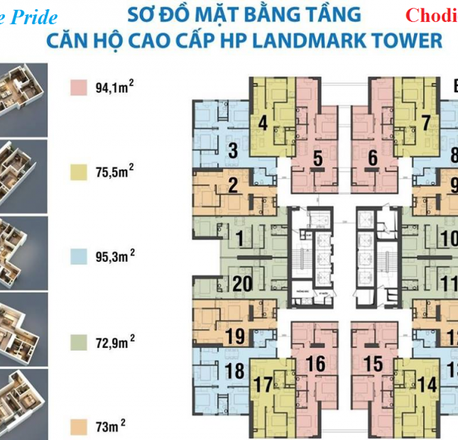 Bán căn hộ B4 diện tích 75 m2, 2 PN, 2 WC, dự án The Pride Hà Đông, Hà Nội
