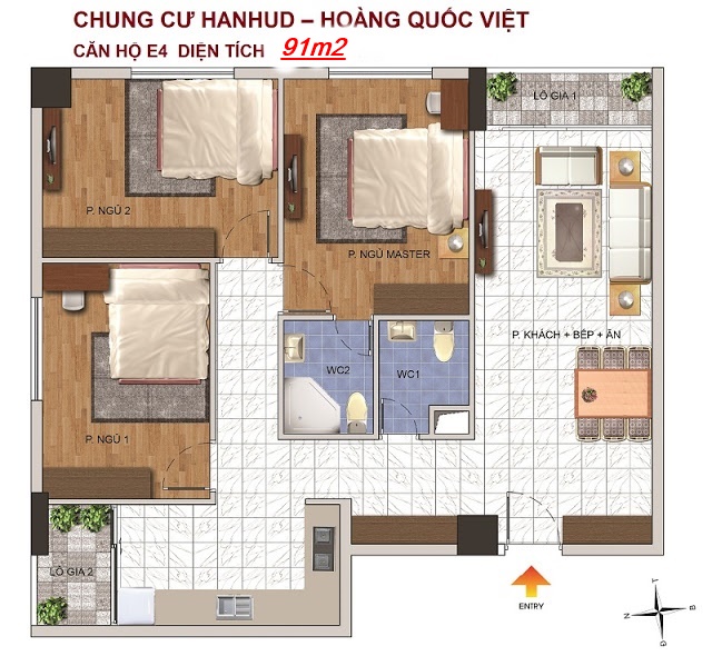 Cắt lỗ căn hộ 91m2, 3PN, chung cư 234 Hoàng Quốc Việt, giá 26.5 tr/m2, tầng 10
