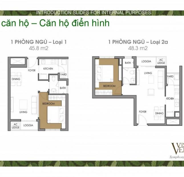 Tôi đang cần tiền nên bán gấp căn hộ 1 phòng ngủ, dự án Vista Verde