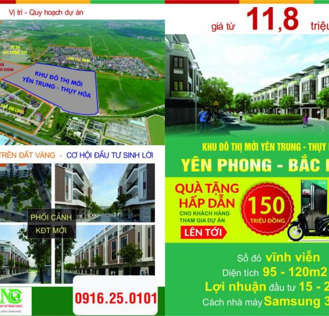 Bán đất phân lô khu đô thị mới Yên Phong Thụy Hòa, Bắc Ninh chỉ từ 11.8tr/m2, sổ đỏ vĩnh viễn