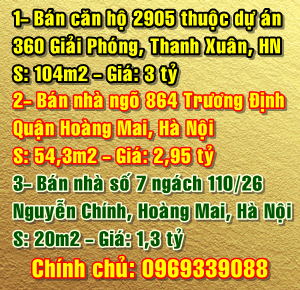 Cần bán nhà ngõ 864 Phố Trương Định, Quận Hoàng Mai, Hà Nội.