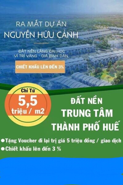 Bán đất trung tâm thành Phố, đường Nguyễn Hữu Cảnh giá 5tr3/m2