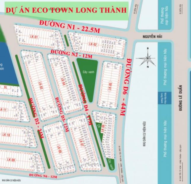 10 lô cuối trong dự án Eco Town Long Thành, mặt tiền Nguyễn Hải, SHR 