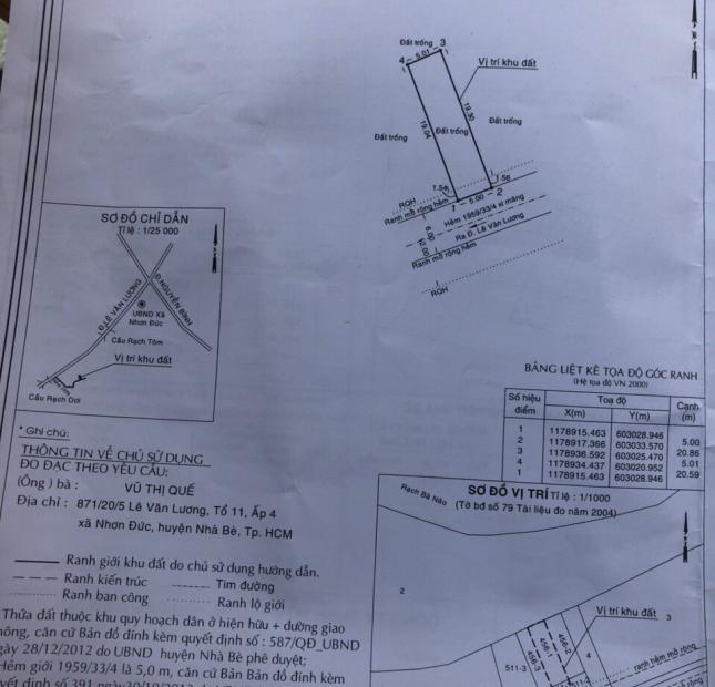 Cần bán 3 lô đất giá 18,5 triệu/m2 Tại Lê Văn Lương, Nhà Bè