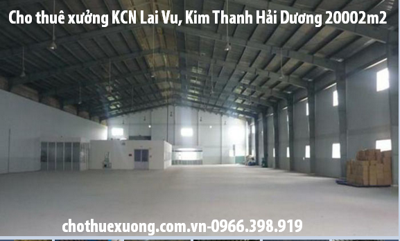 Cho thuê kho, nhà xưởng, đất tại Xã Lai Vu, Kim Thành,  Hải Dương diện tích 2002m2  giá 47 Nghìn/m²/tháng