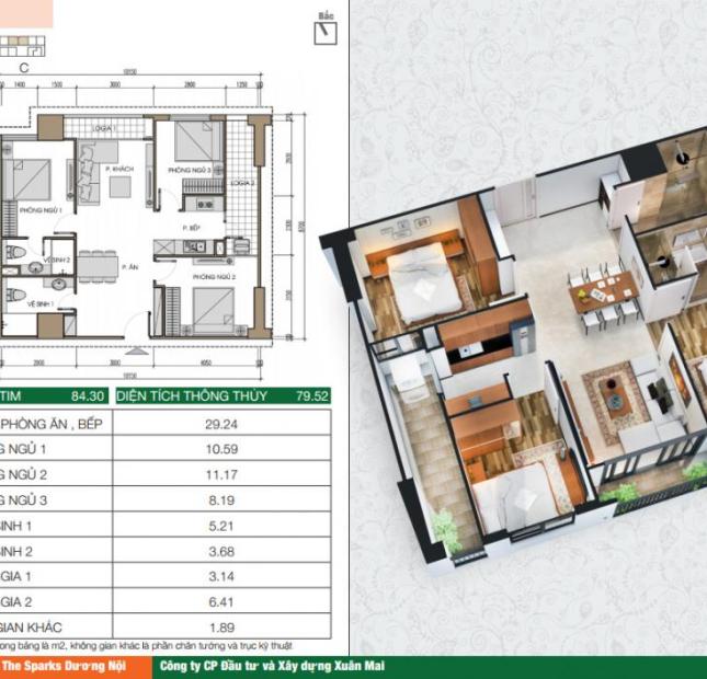 Bán cắt lỗ gấp CH 85m2, 3 PN HH2C Xuân Mai Complex Dương Nội, view cực đẹp, rộng rãi, thoáng mát