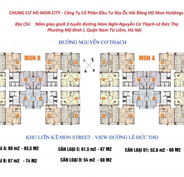 Cần bán nhanh căn 05 tầng 10 CC Mon City, căn 67m2, 2PN, giá 30,5tr/m2, LH A. Hải: 0962795126