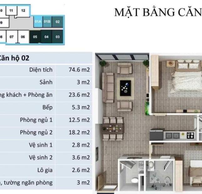 Bán căn hộ tại dự án FLC Star Tower, Hà Đông, Hà Nội, diện tích 78.83m2, giá 22.6 triệu/m2