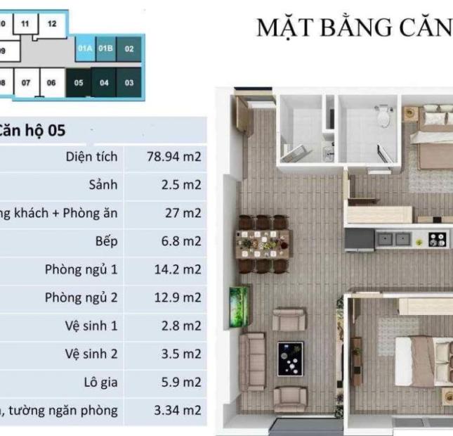 Bán căn hộ tại dự án FLC Star Tower, Hà Đông, Hà Nội, diện tích 78.83m2, giá 22.6 triệu/m2