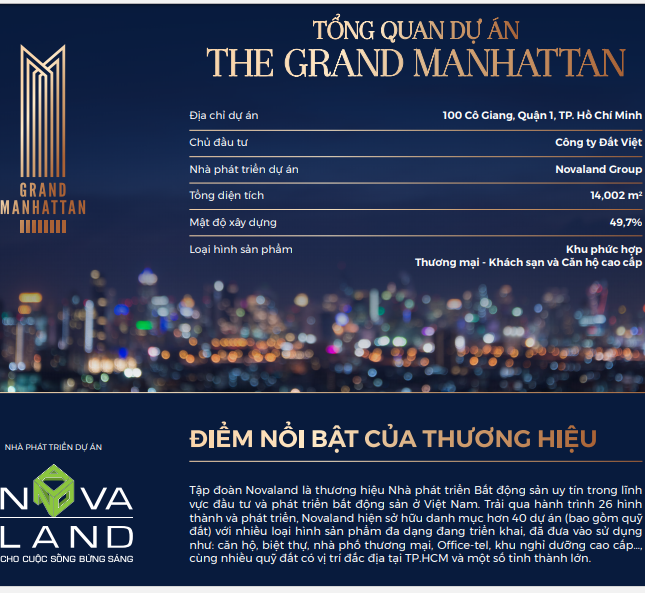 Novaland mở bán giai đoạn 1 dự án hạng sang The Grand Manhattan, ưu đãi hấp dẫn