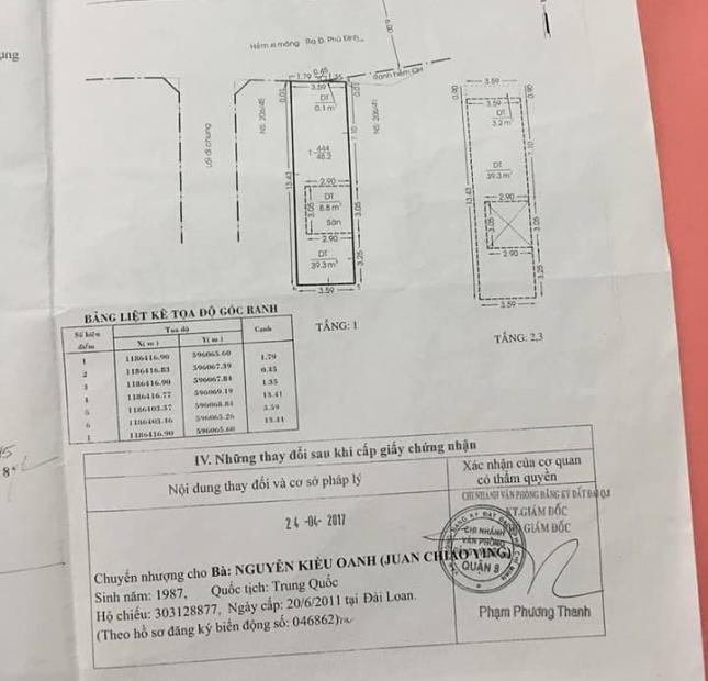Chính chủ cần bán nhà hẻm xe tải 206/43 đường Phú Định, P16, Quận 8