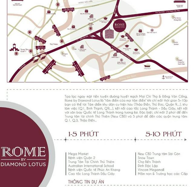 Rome By Diamond Lotus quận 2, căn hộ bậc nhất khu Đông Sài Gòn LH: 0982 300 147