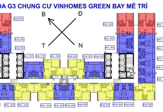 Chính chủ bán căn officetel Vinhome Green Bay Mễ Trì, 28 m2, giá gốc 33 triệu/m2