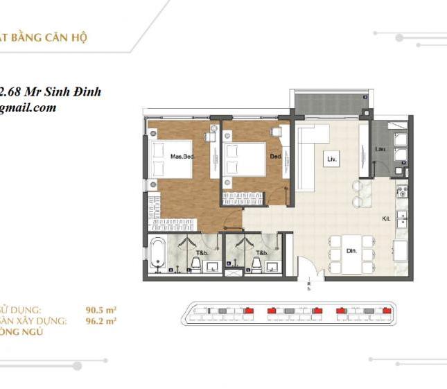 Cần bán căn hộ Sarina 2PN, lầu 8, 99m2. Giá 7 tỷ cực tốt. Lh 0933786268