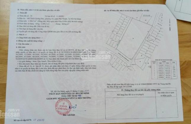 Bán nhà Mặt Tiền số 168 Thích Quảng Đức, Q. Phú Nhuận, DT: 1504.3 m2, Giá siêu rẻ chỉ 98TR/m2