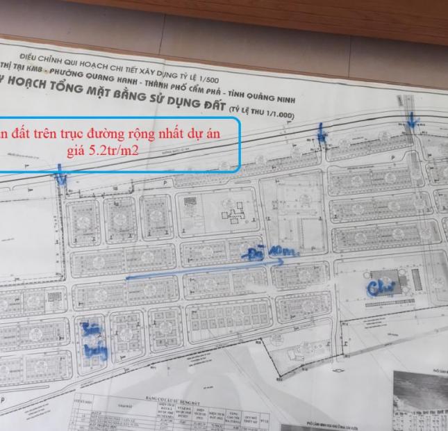 Bán ô đất trên đường rộng nhất dự án Km8- Quang Hanh- Cẩm Phả- Quảng Ninh giá 468tr