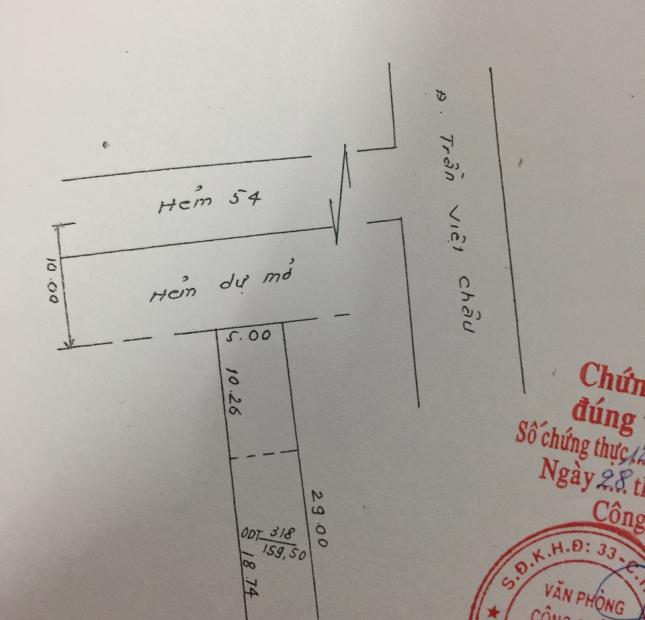 Bán nhà trục chính hẻm 54 đường Trần Việt Châu, trệt lửng 1 lầu, DT 5 x 29m NH 6m. Giá bán 5.5 tỷ