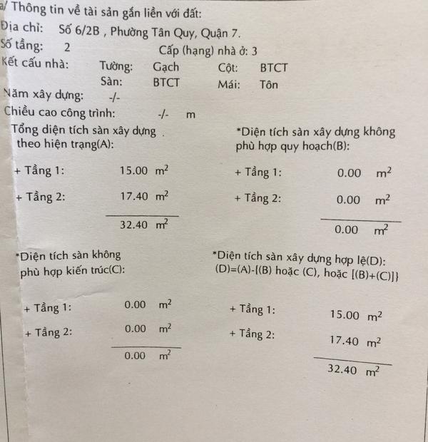 Bán nhà lầu giấy tay hẻm 6m đường số 2 quận 7.